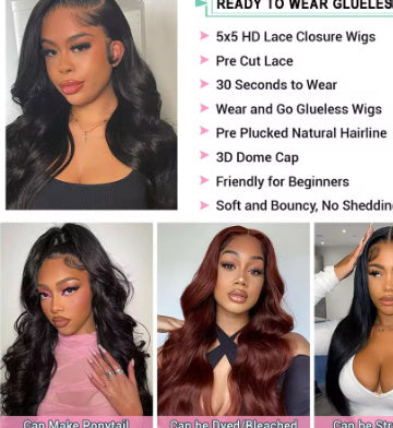 Glueless Body Wave Human Hair Wig – Glue-Free Cap – Natural Hairline – 100% Human Hair