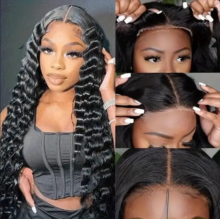 No Glue Deep Wave Wig - 4x4 HD Lace - Pre-Plucked Human Hair - 200% Density