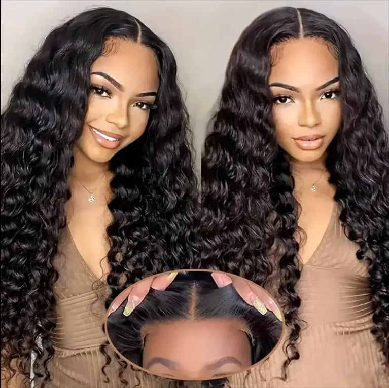 No Glue Deep Wave Wig - 4x4 HD Lace - Pre-Plucked Human Hair - 200% Density