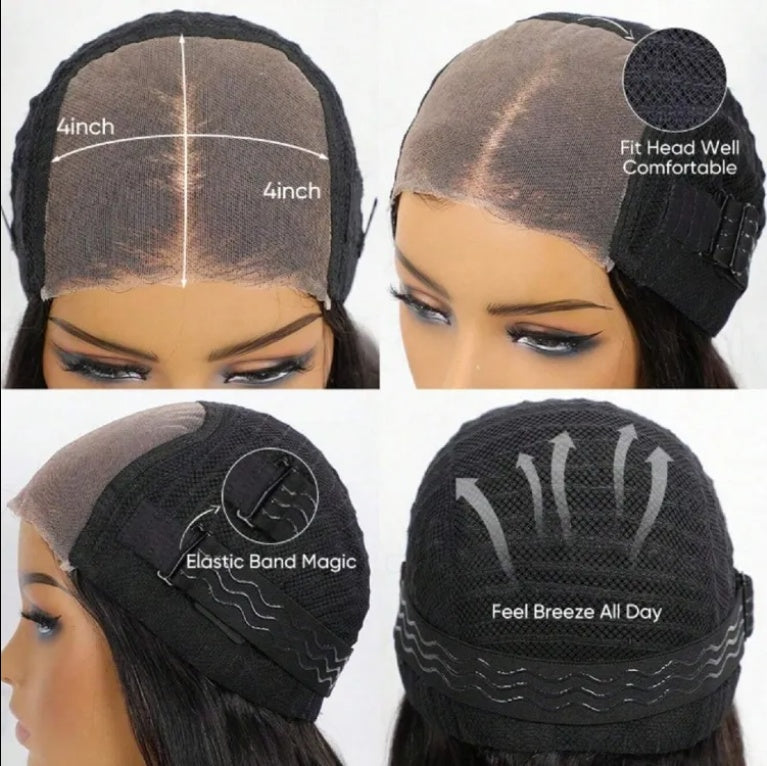 200% Density Body Wave Wig – 4x4 Sheer Lace – Glueless Brazilian Remy Human Hair